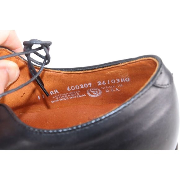 NOS Vintage 90s Mens Size 11 2A Leather Moc Toe Lace Dress Shoes Black USA main image 6